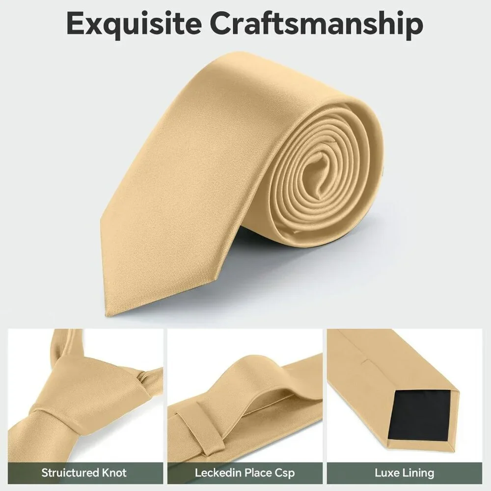 Men's Champagne Solid Pure Color Formal 3.15